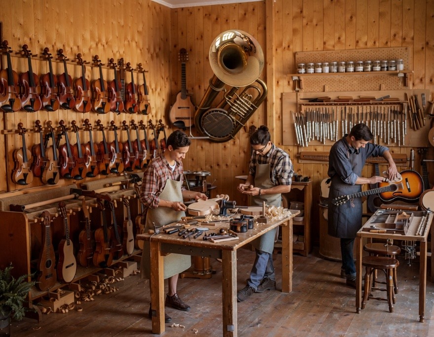 The settlement music shop filled with handmade instruments