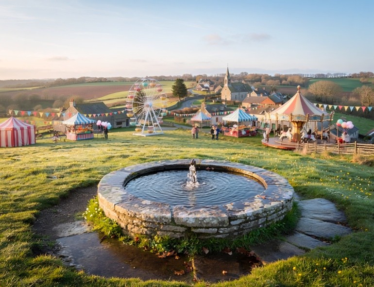 The carnival beginning to rise at Artesian Hill